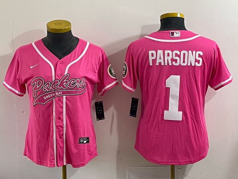 Youth 2025 Green Bay Packers 1 Parsons Pink Nike Limited NFL Jersey style 004
